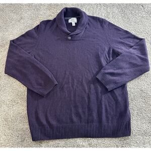 Jos A Bank Reserve Sweater Unisex XL Purple Wool Blend Pullover Pocket Collar